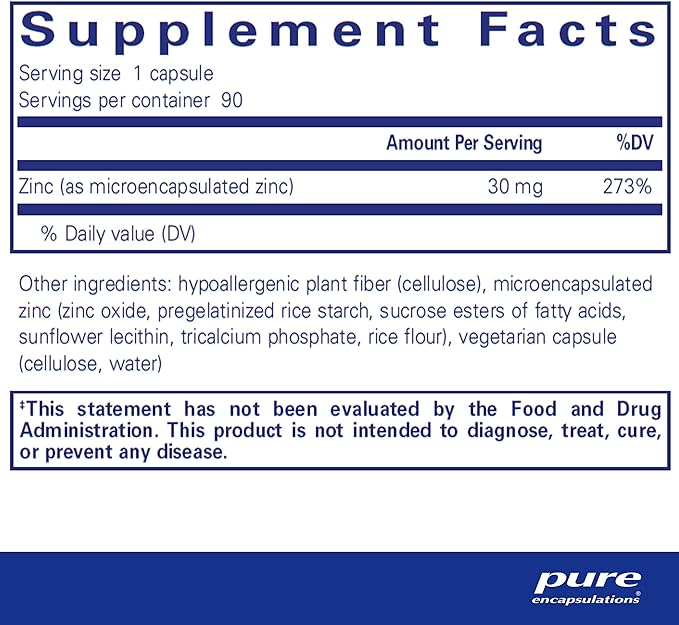 Pure Encapsulations UltraZin Zinc | Enhanced Absorption Mineral Support for Metabolism and Immune Health* | 90 Capsules