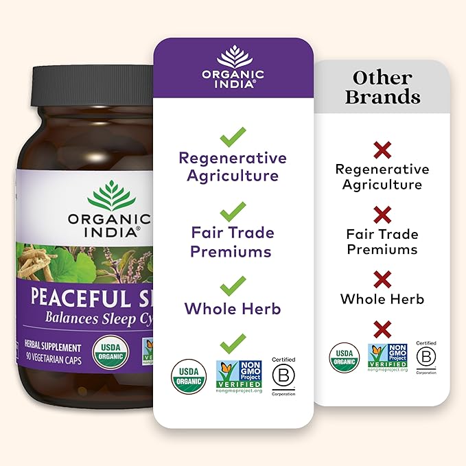 ORGANIC INDIA Peaceful Sleep Herbal Supplement 90 Capsules