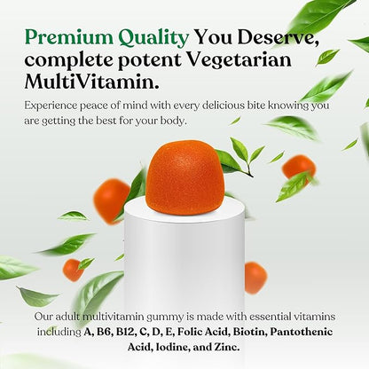 Adult Multivitamin Gummies - Easy-to-Chew Gummies with Essential Vitamins A, B6, B12, C, D, E, Folic Acid, Biotin, Iodine, and Zinc - Delicious and Convenient Daily Nutrition - 90 Gummies