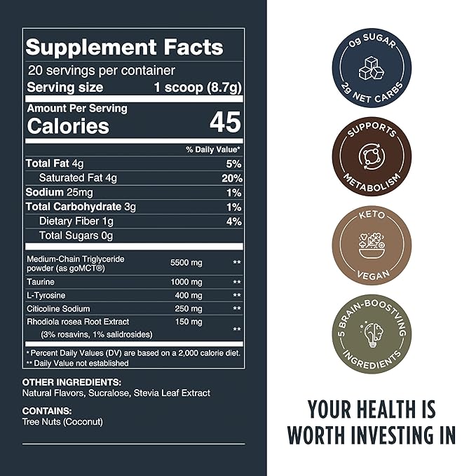 LIFESTACKS Vanilla MCT Oil 3-Pack - Boost Energy & Clarity - MCT Powder + Nootropics + Adaptogens for an Elevated Coffee Experience - Keto, Vegan, 0 Sugar - with Taurine, L-Tyrosine, Rhodiola & More