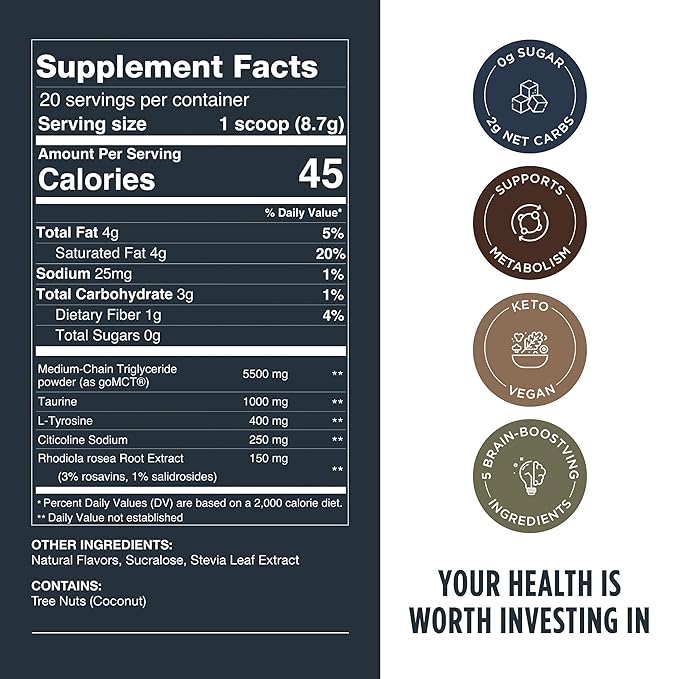 LIFESTACKS Vanilla MCT Oil 3-Pack - Boost Energy & Clarity - MCT Powder + Nootropics + Adaptogens for an Elevated Coffee Experience - Keto, Vegan, 0 Sugar - with Taurine, L-Tyrosine, Rhodiola & More