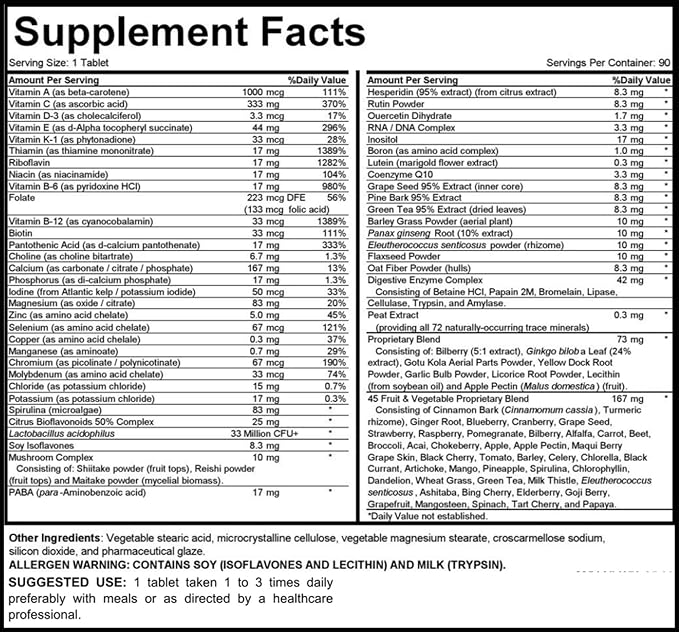 MEGAV-1 Multi-Vitamin, Superfood & Minerals 90 Tablets