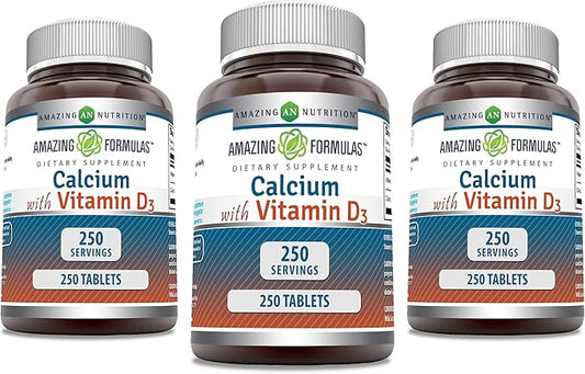 Amazing Formulas Calcium with Vitamin D3 Supplement 250 | 3 Pack)