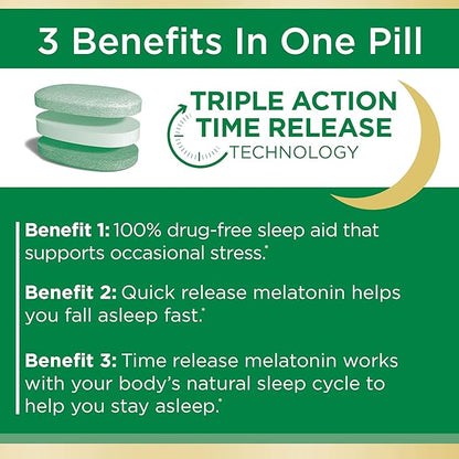 Nature's Bounty Stress Support Melatonin by Sleep3, 10mg, 10mg, Tri-Layered 56 Count