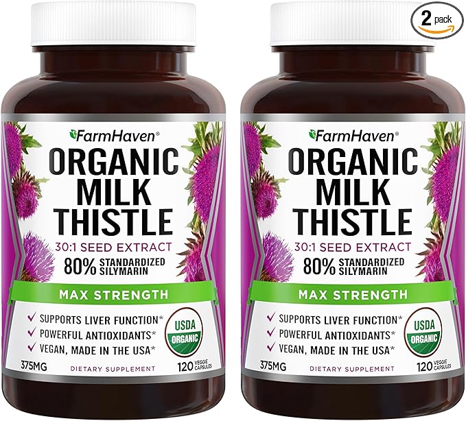 FarmHaven Silymarin Milk Thistle Capsules 11250mg Strength 30X Concentrated 80% Standardized 120 Veggie 2
