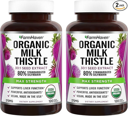 FarmHaven Silymarin Milk Thistle Capsules 11250mg Strength 30X Concentrated 80% Standardized 120 Veggie 2