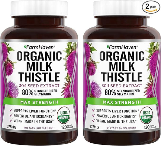 FarmHaven Silymarin Milk Thistle Capsules 11250mg Strength 30X Concentrated 80% Standardized 120 Veggie 2