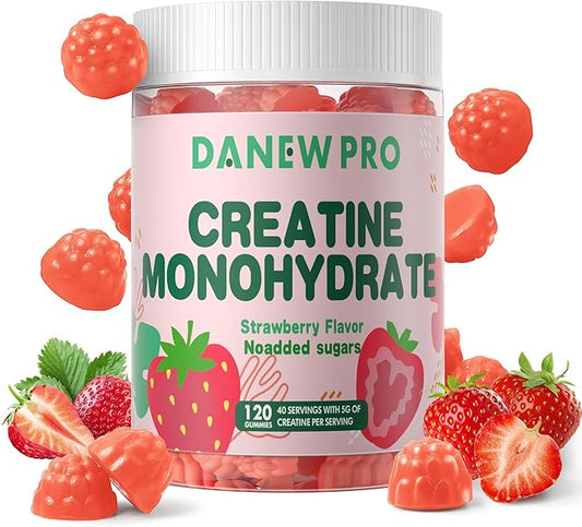 Creatine Monohydrate Gummies 5000mg for Men & Women, Creatine Monohydrate for Muscle Strength, Muscle Builder, Energy Boost, Pre-Workout Supplement(120 Count)-Strawberry Flavor