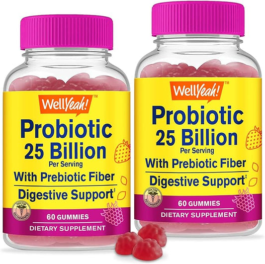 (2 Pack 25 Billion Probiotics + 12 Strains 60 Gummies