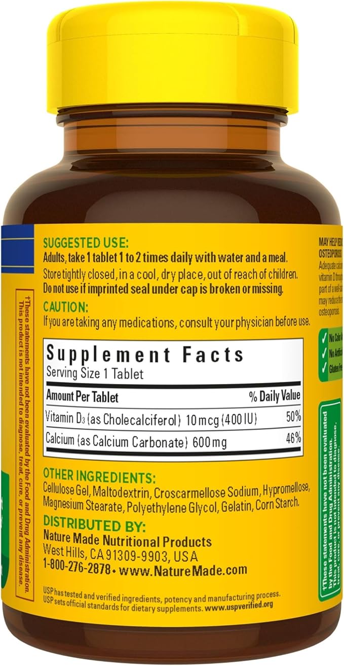 Nature Made Calcium 600 mg D3 for 60 Count, 3)