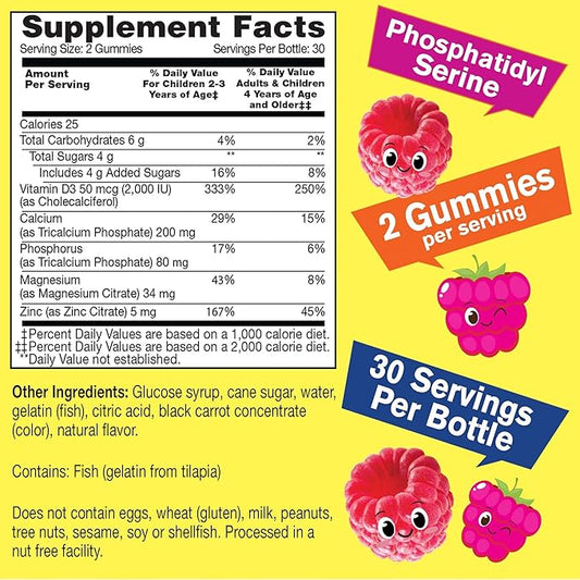 Kid's Calcium, Magnesium, Zinc + Vitamin D3 Gummies 60 Count