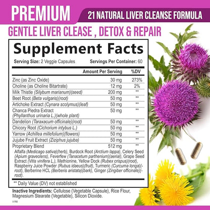 Liver Cleanse Detox & Repair Formula 120 Capsules