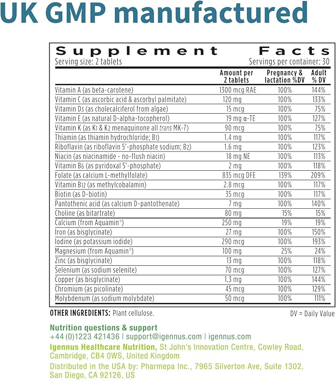 Methylated Prenatal Multivitamin, Folate for MTHFR, 60 Tablets,