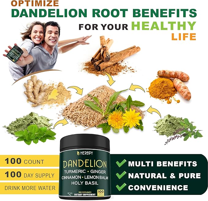 Dandelion Root Supplement 7500mg 6in1 100 Dandelion