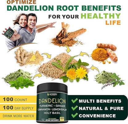 Dandelion Root Supplement 7500mg 6in1 100 Dandelion