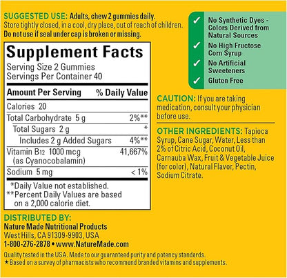 Nature Made Energy B12 1000 mcg, 80 Gummies, 40 Day
