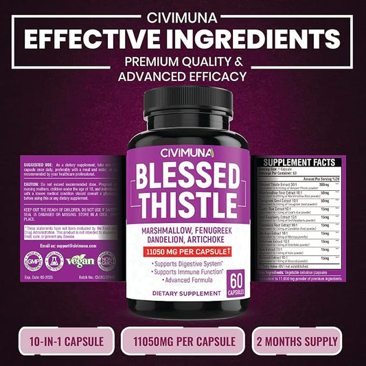 (2 Packs) Organic Blessed Thistle Capsules 11050mg 4 Months