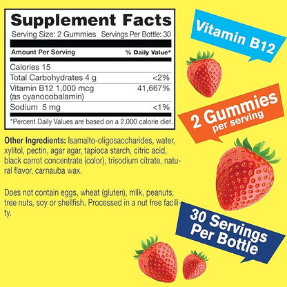 Vitamin B12 1000mcg Sugar Free Gummies 60 Count