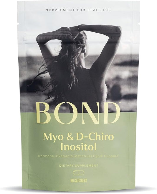 BOND Inositol Capsules: Myo-Inositol & D-Chiro Inositol Ovarian Support Vitamins, Menstrual Cycle Support, Hormone Balance for Women, Ideal 40:1 Ratio, Inositol Supplement for Women, 90 Vegan Capsules