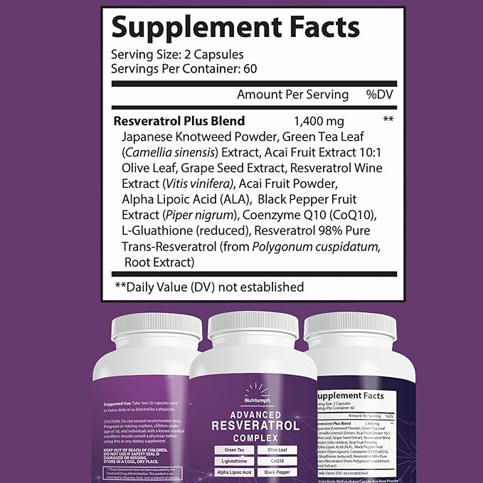 Advanced Resveratrol Complex with CoQ10, Olive 120 Capsules