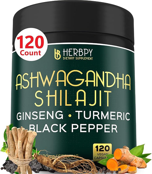 Ashwagandha Shilajit for Extra Strength and 16100mg with 120 Vegan