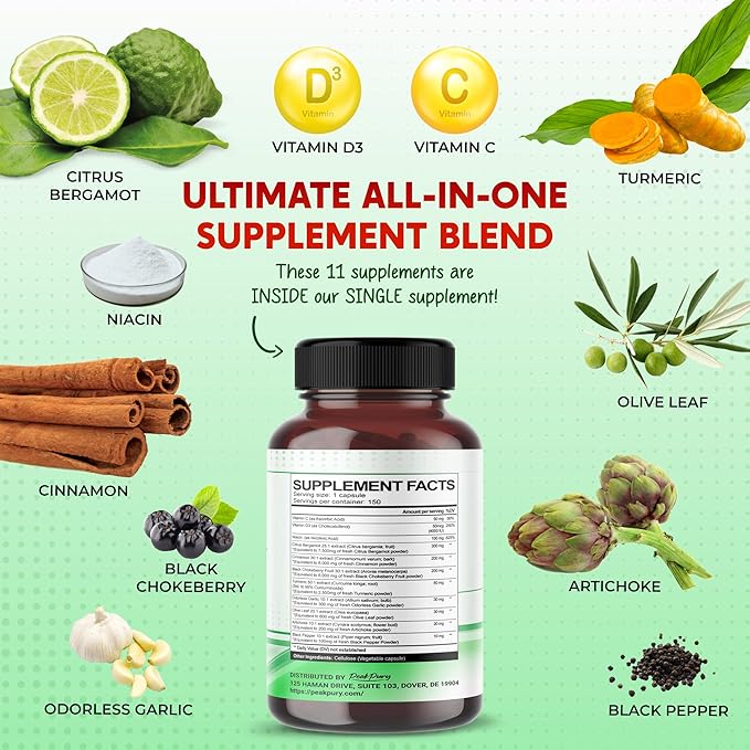 Citrus Bergamot 7500mg Cinnamon 6000mg Black 6000mg Turmeric 2500mg -