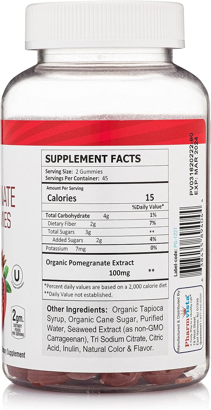 Pomegranate Fiber Gummies 100mg 90 Gummies