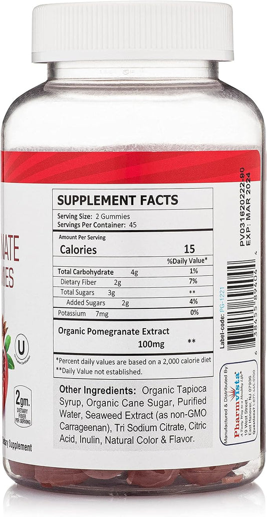 Pomegranate Fiber Gummies 100mg 90 Gummies