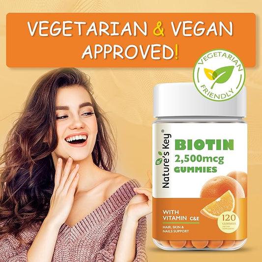 Nature's Key Biotin Gummies with Vitamin 120 Count
