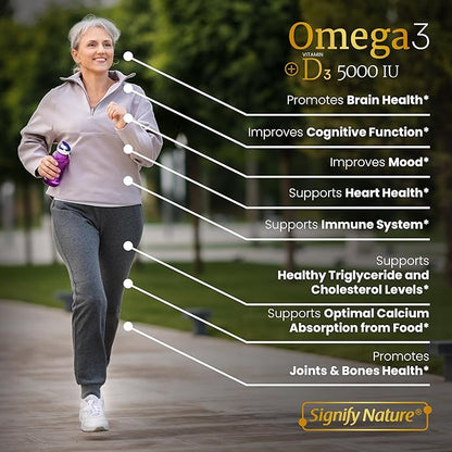 Omega 3 Fish Oil Supplement D3 5000 5000 IU 1000mg Triglyceride Omega-3 Fish 3 Blend D3 & 3-90CT