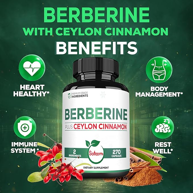 Berberine with Ceylon Cinnamon Supplement 1500mg Extra 270 Capsules