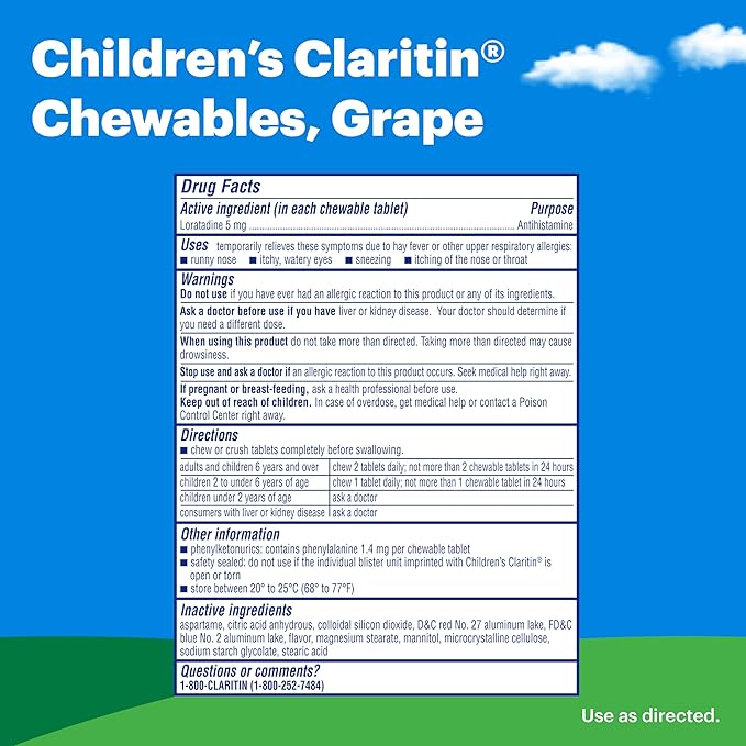 Claritin Children’s Chewables, 24-Hour Non-drowsy Kids 40 antihistamine