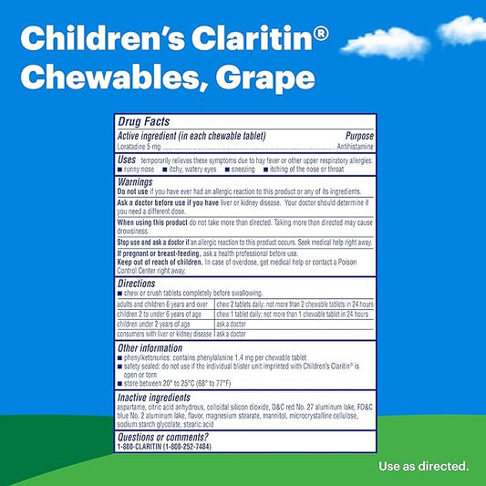 Claritin Children’s Chewables, 24-Hour Non-drowsy Kids 40 antihistamine