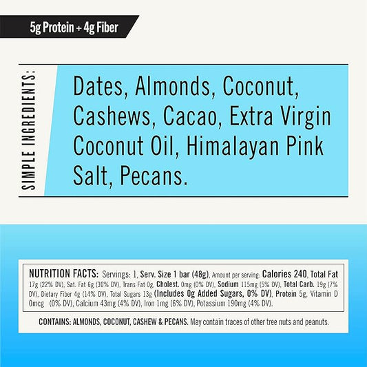 Thunderbird Bars Energy Snack, Gluten-Free Healthy Protein, Real Food, Vegan Paleo, No Added Sugar, Chocolate Coconut Cashew (6 Count, 1.7 oz. Bars)