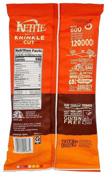 Kettle Foods Habanero Lime Krinkle Cut Kettle Chips, 5 OZ