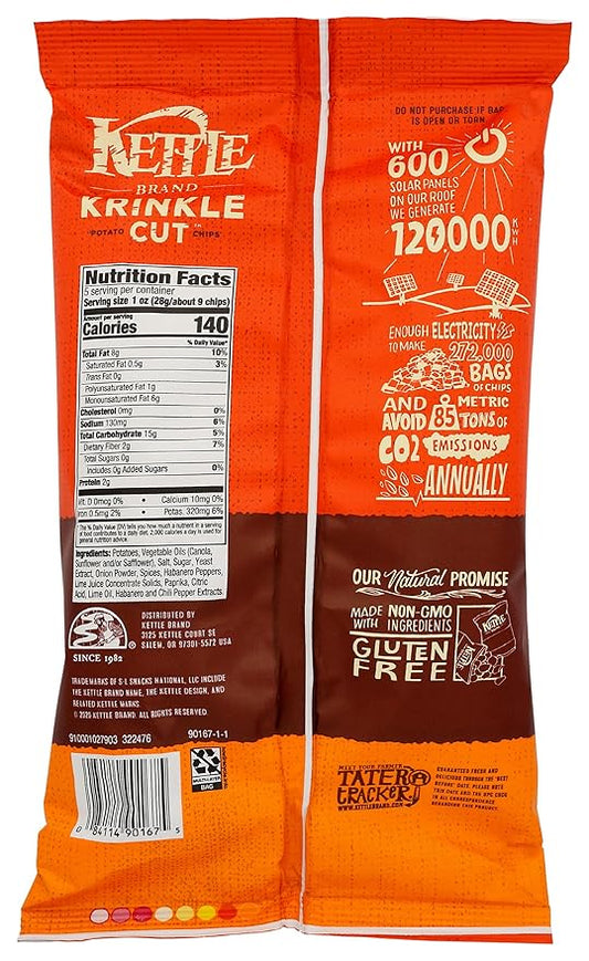 Kettle Foods Habanero Lime Krinkle Cut Kettle Chips, 5 OZ