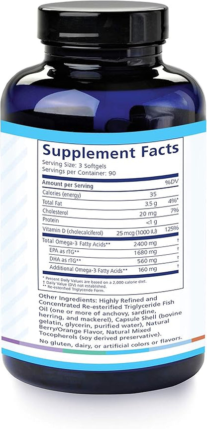 PRN De3 Omega-3 Fish Oil – 270 Softgels, 90-Day Supply 2240mg EPA