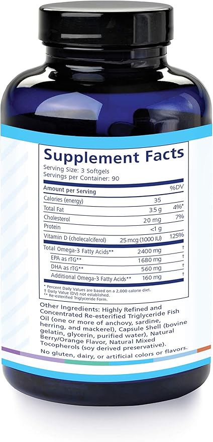 PRN De3 Omega-3 Fish Oil – 270 Softgels, 90-Day Supply 2240mg EPA
