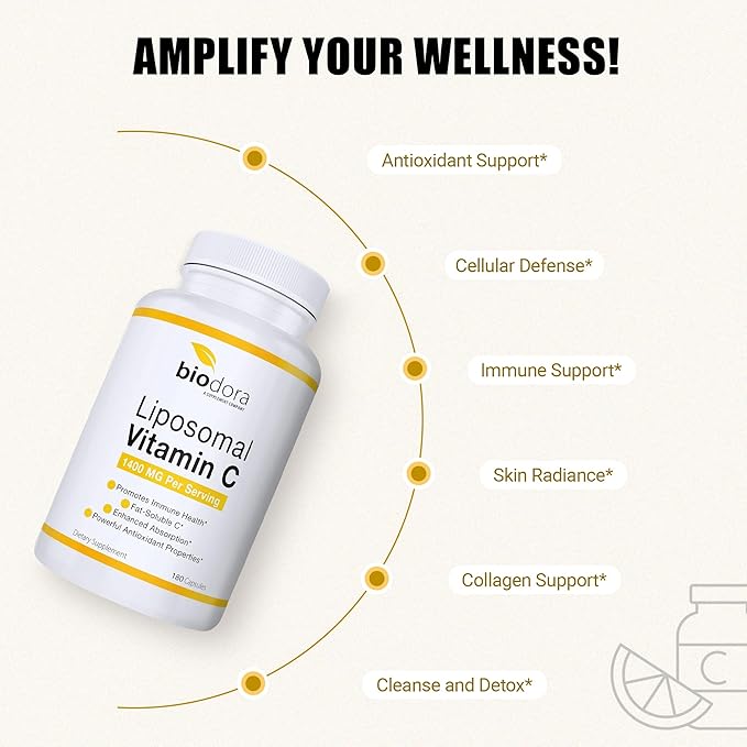 Liposomal Vitamin C, Healthy Immune System, 1400mg Per 180 Capsules