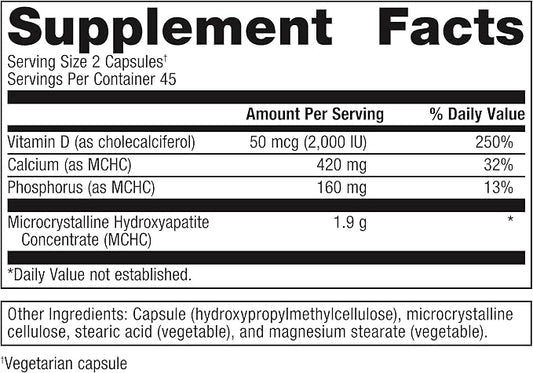 Metagenics Bone Builder Plus - MCHC Supplement - High-Absorption - 2000 IU Vitamin D - with Calcium & Phosphorus - Non-GMO & Gluten-Free - 90 Capsules