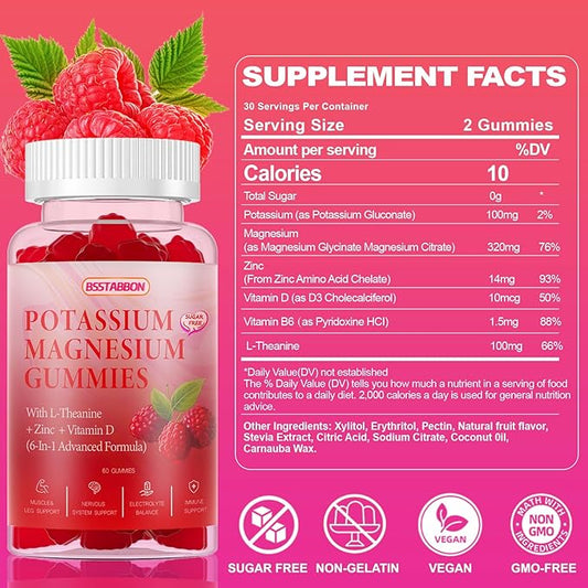 Potasium Magnesium Gummies -320mg Magnesium,100mg Potassium 60 Count (60 Count)