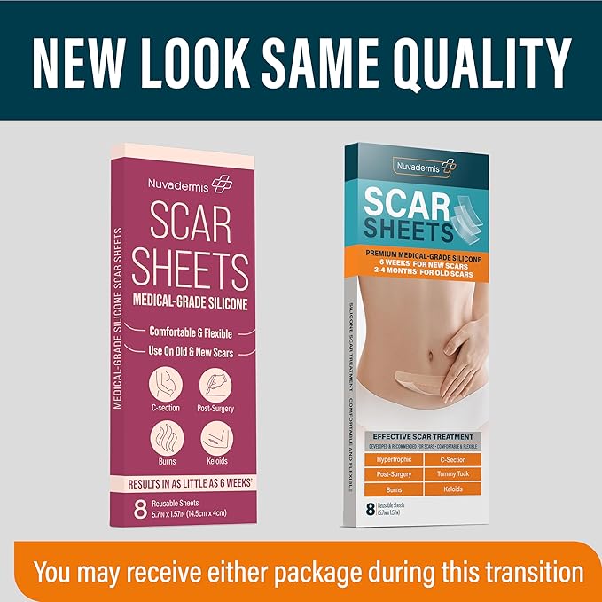 NUVADERMIS Silicone Scar Sheets – Extra 2 Packs 4-8 Total