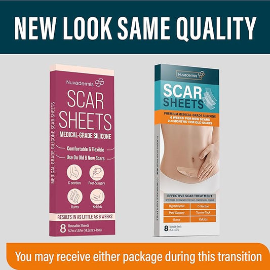 NUVADERMIS Silicone Scar Sheets – Extra 2 Packs 4-8 Total