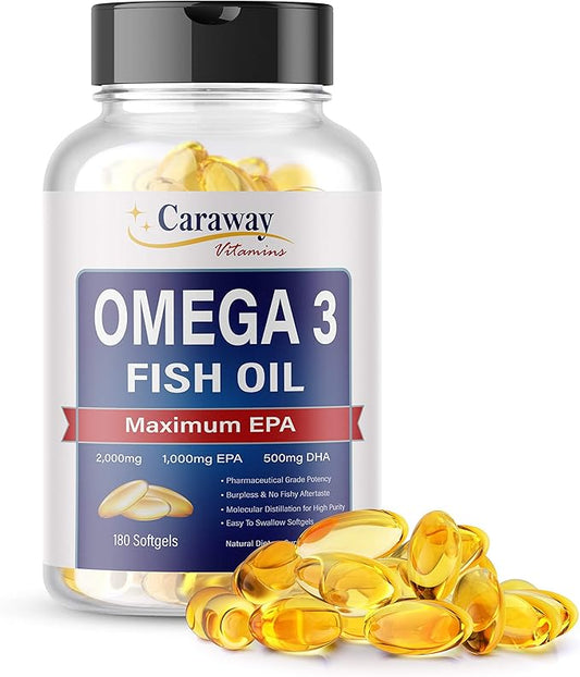 Omega 3 Fish Oil 2,000mg- Pharmaceutical 1000mg EPA 500mg DHA.