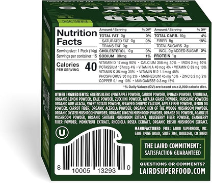 Laird Superfood Prebiotic Daily Greens Powder 15 Single