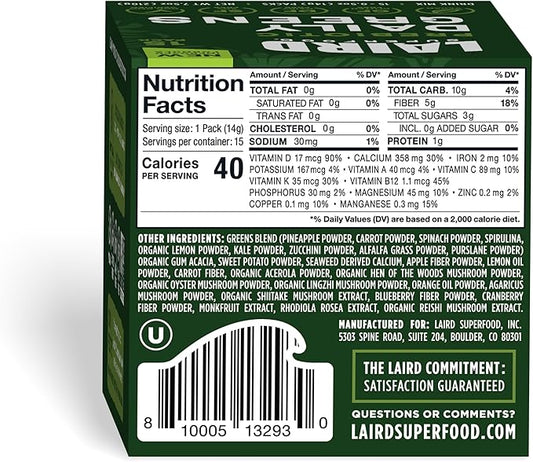 Laird Superfood Prebiotic Daily Greens Powder 15 Single