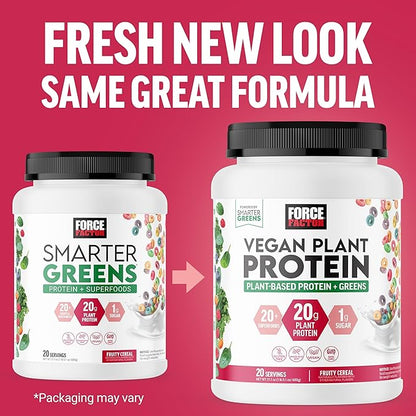 FORCE FACTOR Vegan Plant Protein, Plant-Based 20g Plant 20 Servings