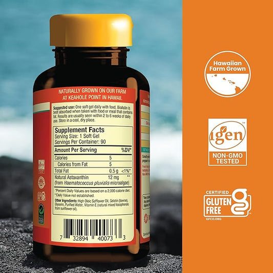 NUTREX HAWAII BioAstin Hawaiian Astaxanthin 12mg, 90 90 Softgels
