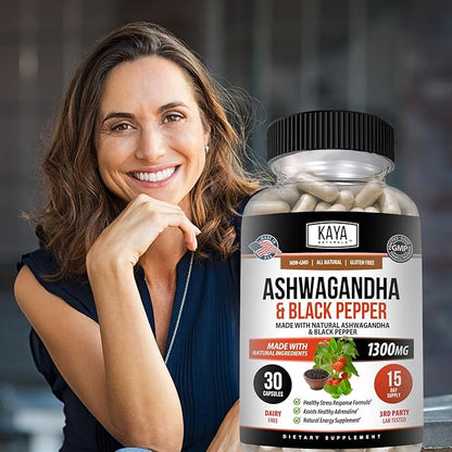 Kaya Naturals Organic Ashwagandha Root 1300mg Adaptogen