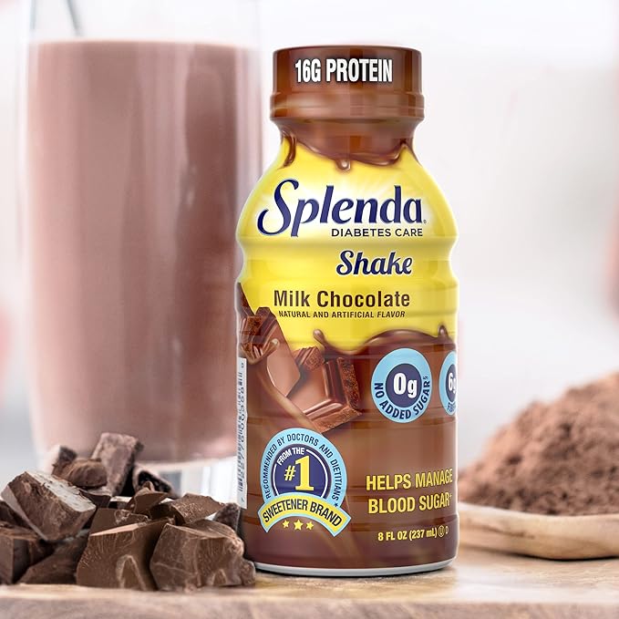SPLENDA Diabetes Care Shakes - Meal Replacement Shake, 8 Fluid Ounces Per Bottle (Milk Chocolate, 6 Pack)